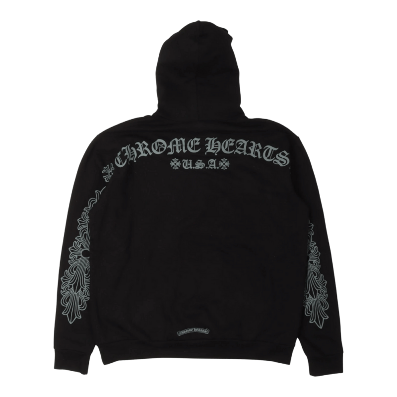 Chrome Hearts Friends & Family Horseshoe Logo Hoodie Black - back