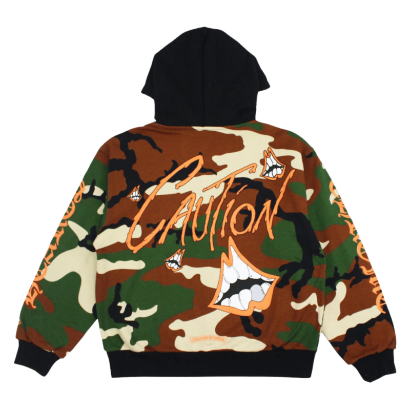 Chrome Hearts Matty Boy Caution Thermal Zip Up Hoodie Camo - back