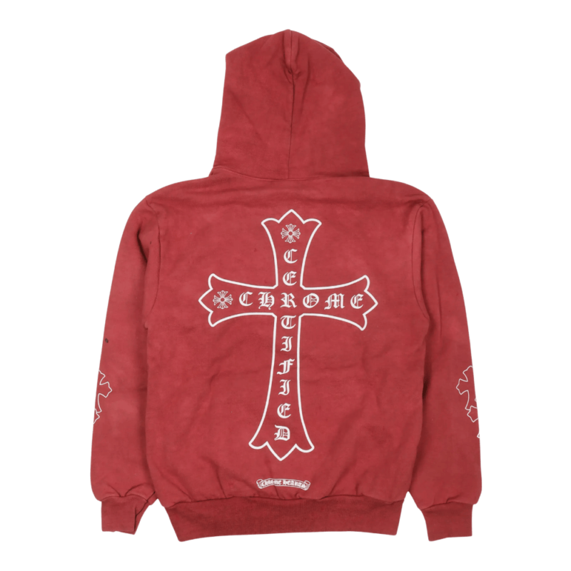 Chrome Hearts x Drake Certified Chrome Hand Dyed Hoodie Washed Red - back