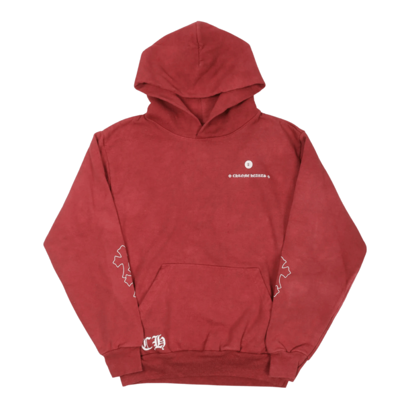 Chrome Hearts x Drake Certified Chrome Hand Dyed Hoodie Washed Red - front