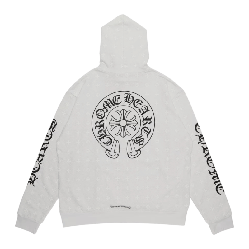 Chrome Hearts Plus Cross Horseshoe Hoodie White - back