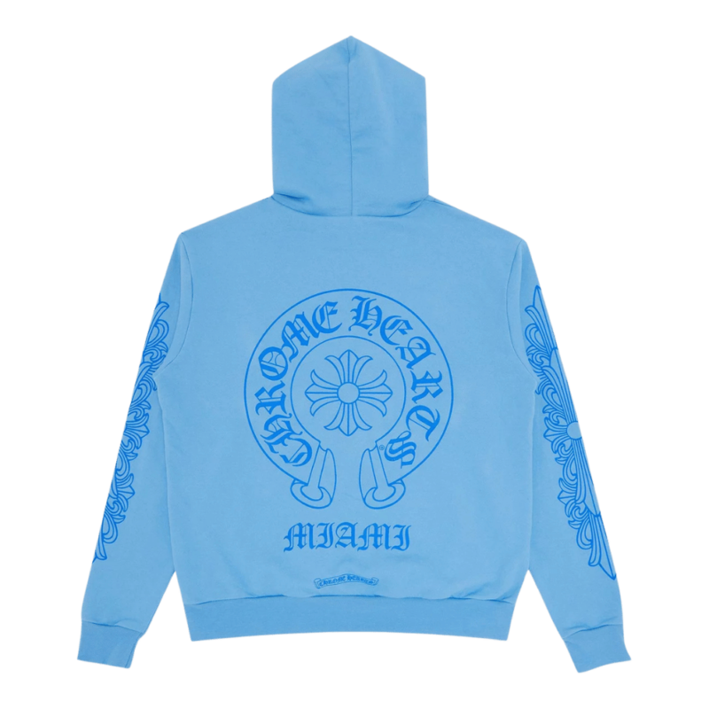 Chrome Hearts Miami Exclusive Horseshoe Hoodie Baby Blue - back