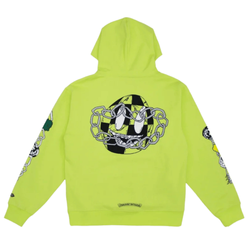 Chrome Hearts Matty Boy Link Hoodie Lime Green Back