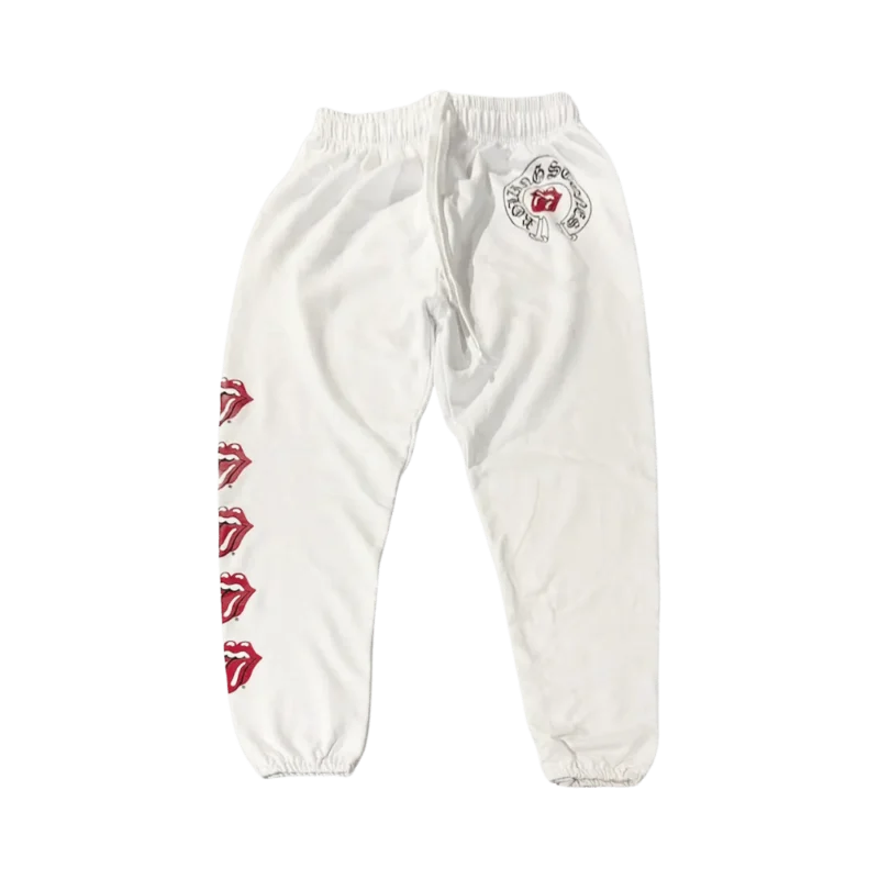 Chrome Hearts Rolling Stones Sweatpants White - front