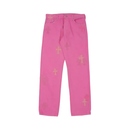 Chrome Hearts Levi's Cross Patch Sex Records Jeans Neon Pink - front