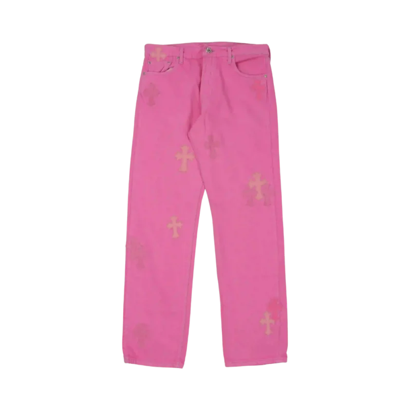 Chrome Hearts Levi's Cross Patch Sex Records Jeans Neon Pink - front