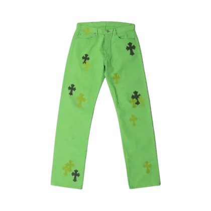 Chrome Hearts Sex Records Cross Jeans Green - front