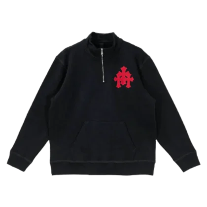 Chrome Hearts Triple Cross Quarter Zip Sweatshirt Navy/Red - front