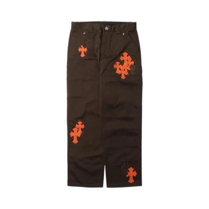 Chrome Hearts Carpenter Double Knee Cross Patch Pant Brown - front