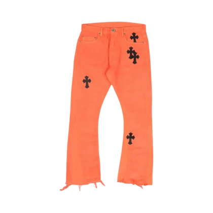 Chrome Hearts Levi's Art Basel Cross Patch Flare 2018 Jeans Orange - front