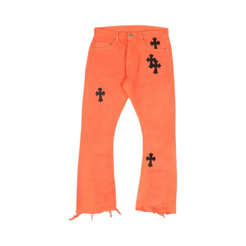 Chrome Hearts Levi's Art Basel Cross Patch Flare 2018 Jeans Orange - front