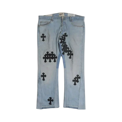 Chrome Hearts x Gallery Dept. La Flare Cross Patches Jeans Blue - front