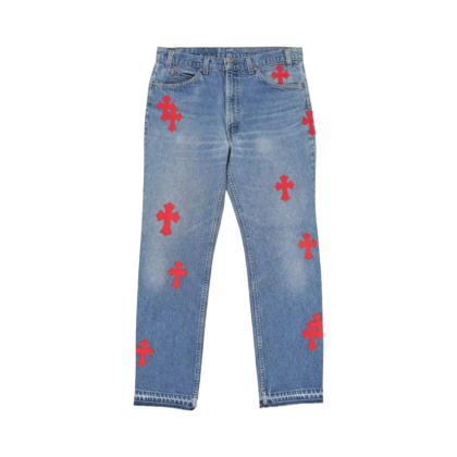 Chrome Hearts Levi’s Red Cross Patch Jeans Blue - front